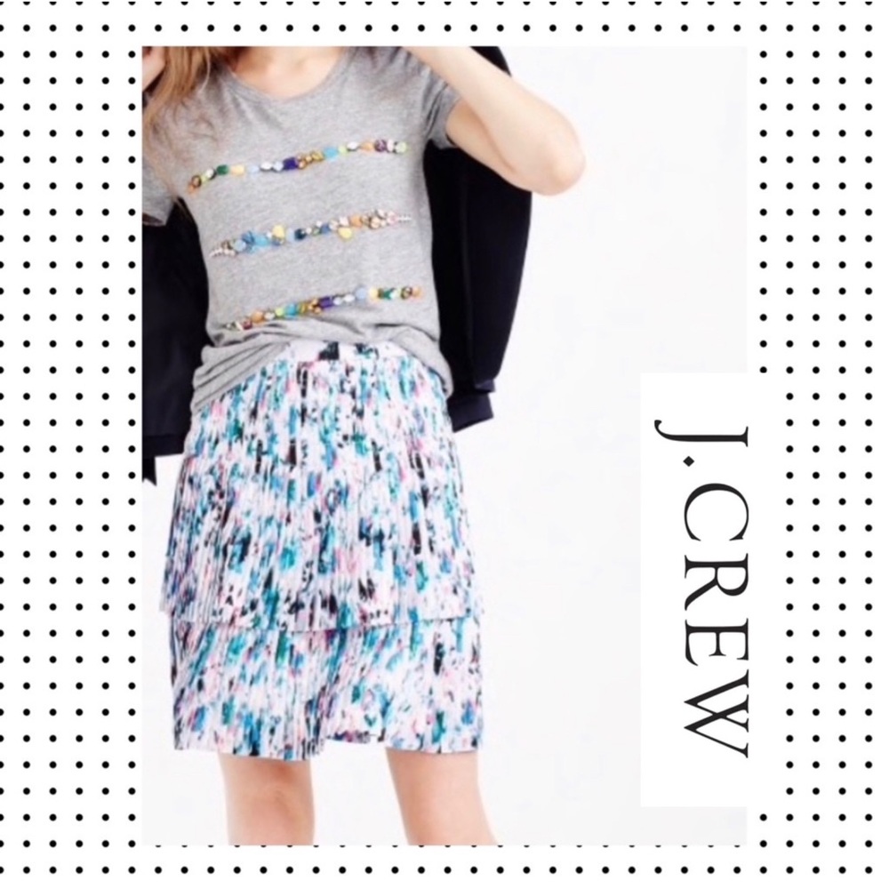 J. Crew Two-Tier Pleated Watercolor Floral Mini Skirt 10